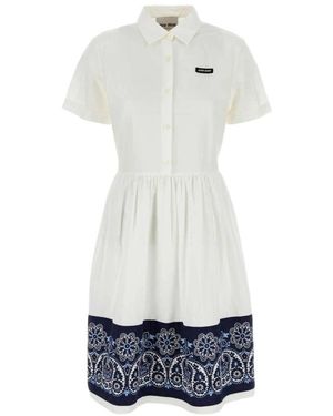 Miu Miu Embellished Floral Print Silk Dress - Weiß