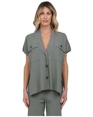 Alpha Studio Kimono Mouw Cardigan Shirt - Grijs