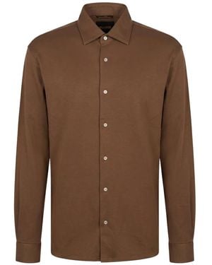 Moorer Overhemden ,Bruin ,Katoen Lange Mouwen Shirt