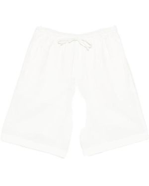 DUNST Korte Broeken ,Wit ,Linnen Relaxed Fit Linnenmix Shorts Met Trekkoord Taille