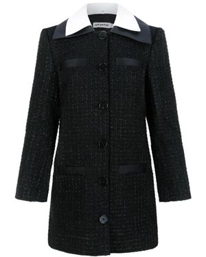 Self-Portrait Jassen ,Zwart ,Leer Textured Tailored Coat