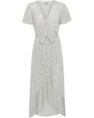 American Dreams Blaues blumen wickelkleid mit rüschen - Grau