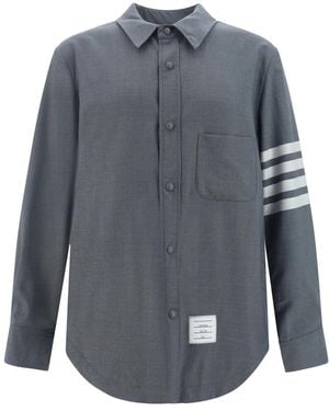 Thom Browne Plain Weave 4-Bar Shirt Jacket - Blauw