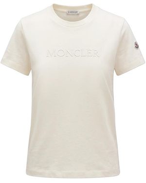 Moncler Tops ,Katoen Logo T-Shirt - Wit