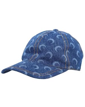 Marine Serre Accessoires ,Blauw ,Denim Crescent Moon Cap