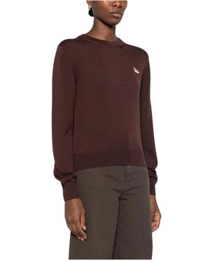 Maison Kitsuné Truien & Vesten ,Bruin ,Wol Baby Fox Merino Regular Jumper