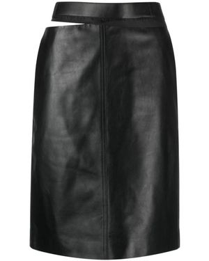 Fendi Leren Midi Kokerrok Met Taille-Uitsparing - Zwart