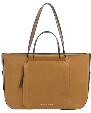 Piquadro Tassen ,Bruin ,Leer Leren Laptoptas 14" Met Rfid-Bescherming