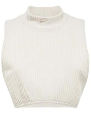 Nike Fitness ,Wit ,Katoen Ribgebreide Mouwloze Racerback Top
