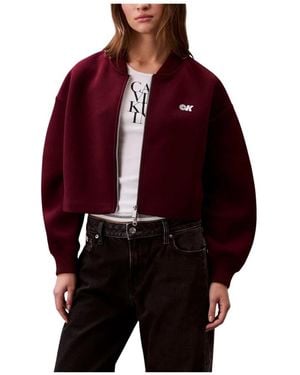 Calvin Klein Blazer Mit Reißverschluss, Rundhalsausschnitt Und Langen Ärmeln - Rot