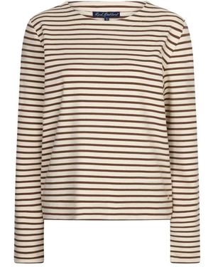 Red Button Terry Stripe Top - Zwart