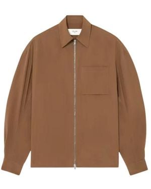 Celine Overshirt Aus Seidenleinwand - Braun