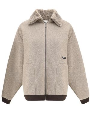 Miu Miu Shearling-Gepolsterte Jacke Mit Melange-Muster - Natur