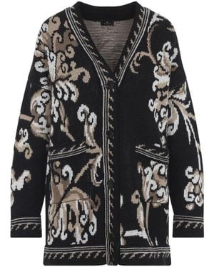 Etro Jacquard-Strickjacke Mit Barock-Print - Schwarz