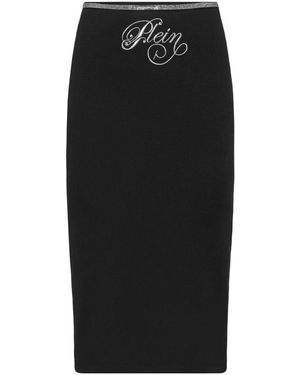 Philipp Plein Long Skirt Signature - Schwarz