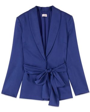 Oltre Jassen ,Blauw ,Polyester Lyocell Jas Met Riem