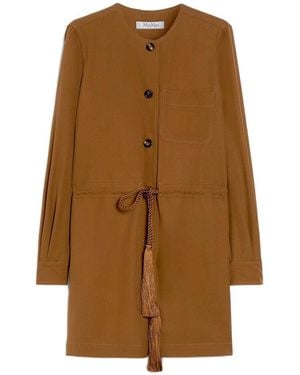 Max Mara Braunes Wollkleid Mit Kordelzug