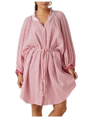 Pom Dress Seersucker - Pink