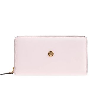 Versace Accessoires ,Roze ,Leer Emblème Leren Portemonnee