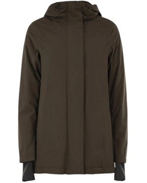 Herno Jassen ,Bruin ,Polyester A-Shape 2Lagen Jas Met Capuchon - Groen