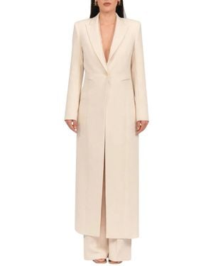 Patrizia Pepe Single-Breasted Coats - Natural