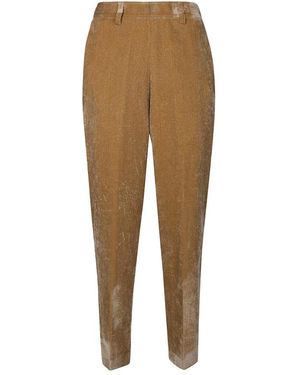 Momoní Broeken ,Fluwelen Lurex Elastische Broek - Naturel