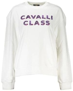 Roberto Cavalli Hoodies & Sweatvesten ,Wit ,Witte Trui Chic Comfort