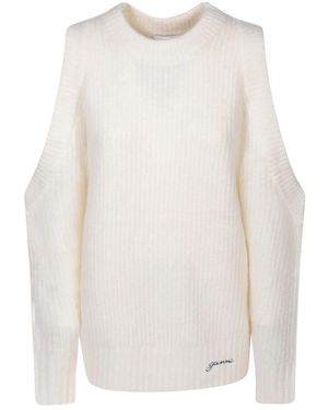 Ganni Weiße strickbekleidung mit ausgeschnittenen schultern