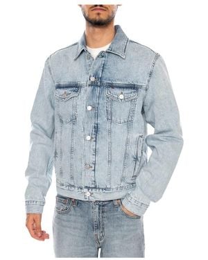 Tommy Hilfiger Jassen ,Blauw ,Denim Ryan Colour-Blocked Vintage Denim Trucker Jacket