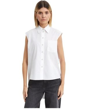 Helmut Lang Overhemden ,Wit ,Katoen Sleeveless Apex Tail Shirt