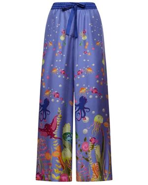 Franco Ferrari Wide Trousers - Bleu