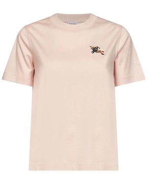 Burberry Tops ,Roze ,Katoen Ribbed Crewneck T-Shirt