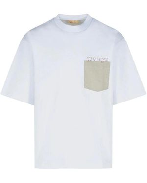 Marni Tops ,Wit ,Katoen Contrast Pocket Cotton T-Shirt