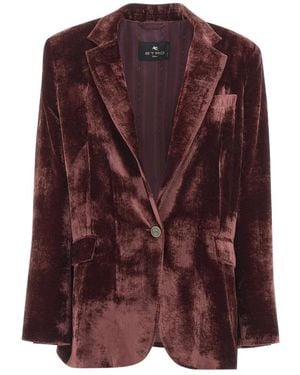 Etro Zijden Blend Fluweel Blazer - Paars