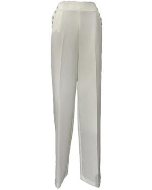 Giulia N Couture Broeken ,Wit ,Witte Slim Fit Broek - Grijs