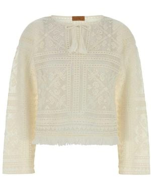 Alanui Weiße Häkel-Sweater Kiss By The Book