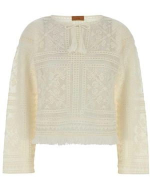 Alanui Witte Gehaakte Sweater Kiss By The Book