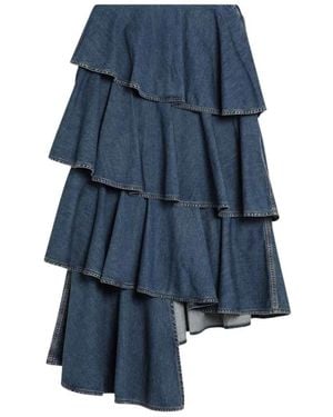 Alaïa Denim Skirt With Ruffles - Blue