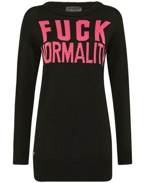 Philipp Plein Pullover Rundhals Ls Statement - Schwarz