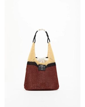 Plan C Linen Mesh Shopper Bag - Rot