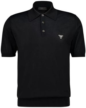 Prada Superfine Woll-Polohemd - Schwarz