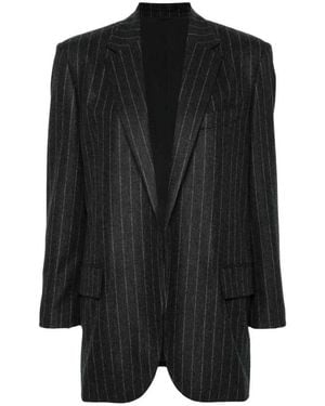 Brunello Cucinelli Jassen ,Grijs ,Wol Pinstripe Wol Blazr - Zwart