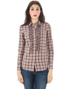 Fred Perry Geruite Blouse Met Ruffle Detail - Bruin