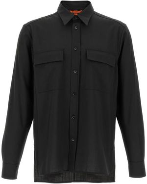 Barena Overhemden ,Grijs ,Wol Tropical Wool Den Shirt - Zwart