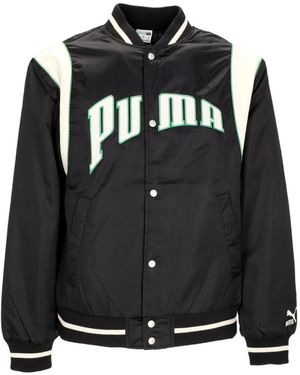 PUMA Jassen ,Zwart ,Polyester Varsity Jacket Fanbase College Zwart