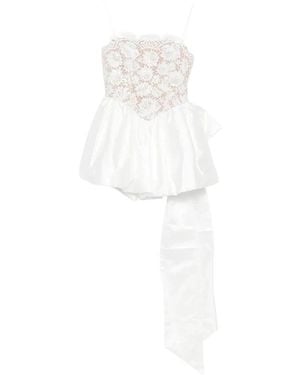Self-Portrait Sequin Lace Strikjes Mini Jurk - Wit