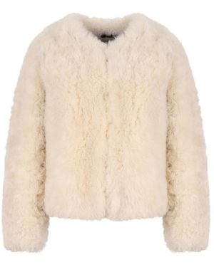 Tom Ford Collarless Shearling Jacket - Naturel