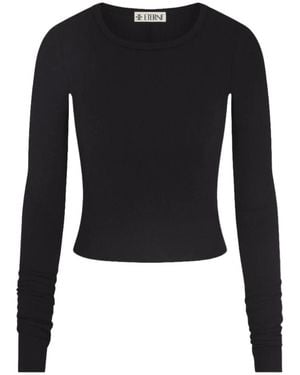 ÉTERNE Fitted Langarm-T-Shirt Mit Rundhalsausschnitt - Schwarz