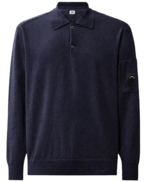 C.P. Company Ribbed Polo Sweater - Blauw