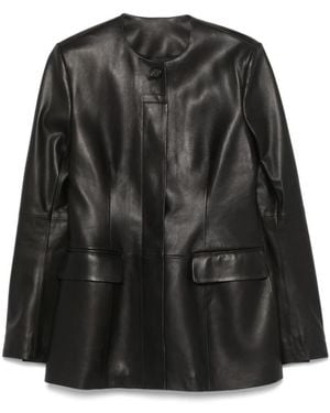TOTEME Jassen ,Zwart ,Leer Collarless Leather Jacket
